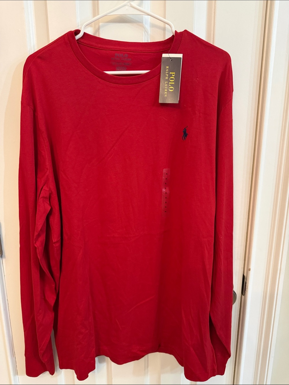 NWT Polo by Ralph Lauren Men's Long-Sleeve Crewneck T-Shirt - Red